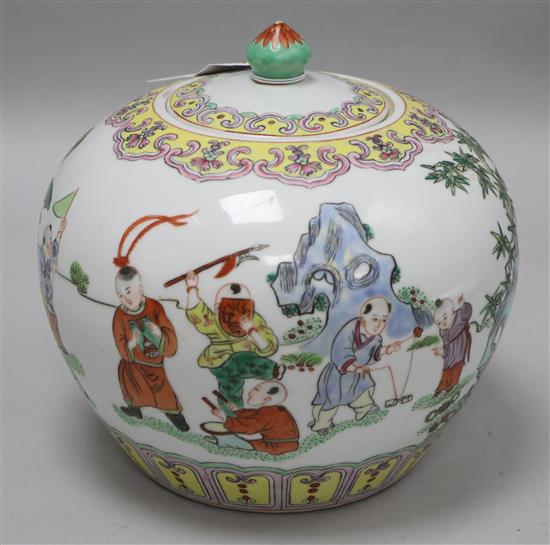 A Chinese famille rose jar and cover